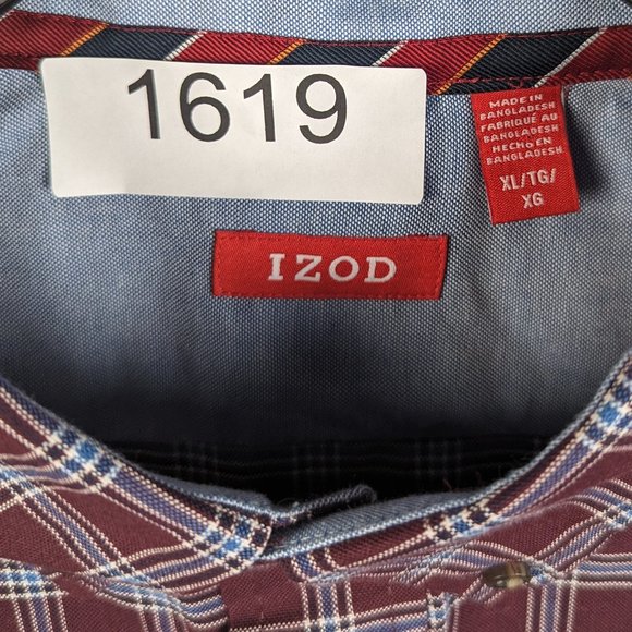 IZOD* Men's Long Sleeve Button Down Curved Hem Chest Pocket Plaid Shirt~ Size XL - Picture 4 of 11